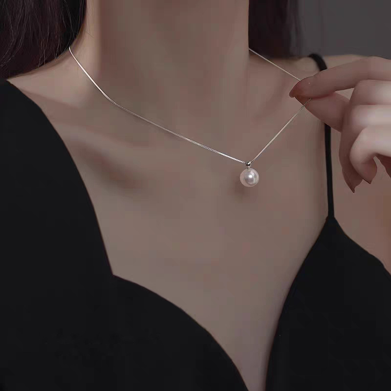 925 prata esterlina 8mm colar  - Pearl Trim Chain avaliação e preço