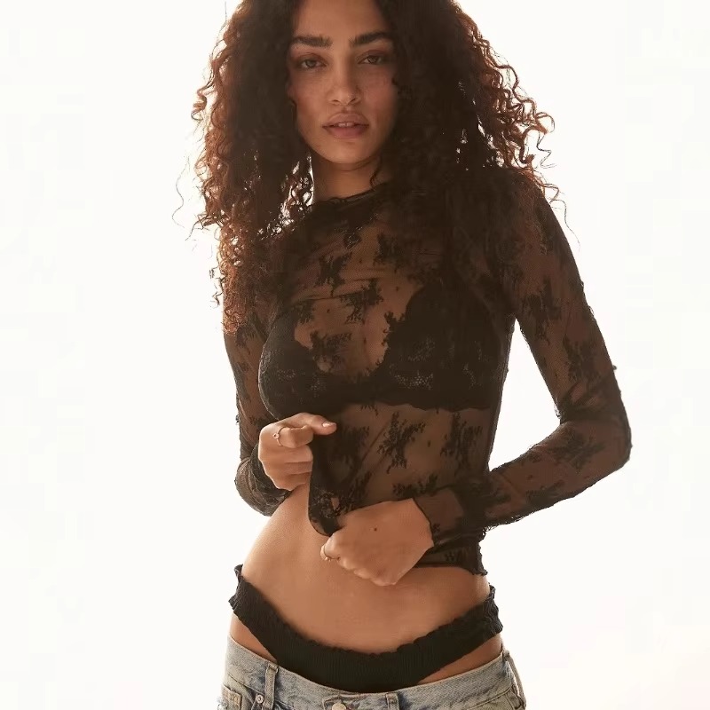 Top Cropped Sexy de Manga Long - Embellish Knit avaliação e preço