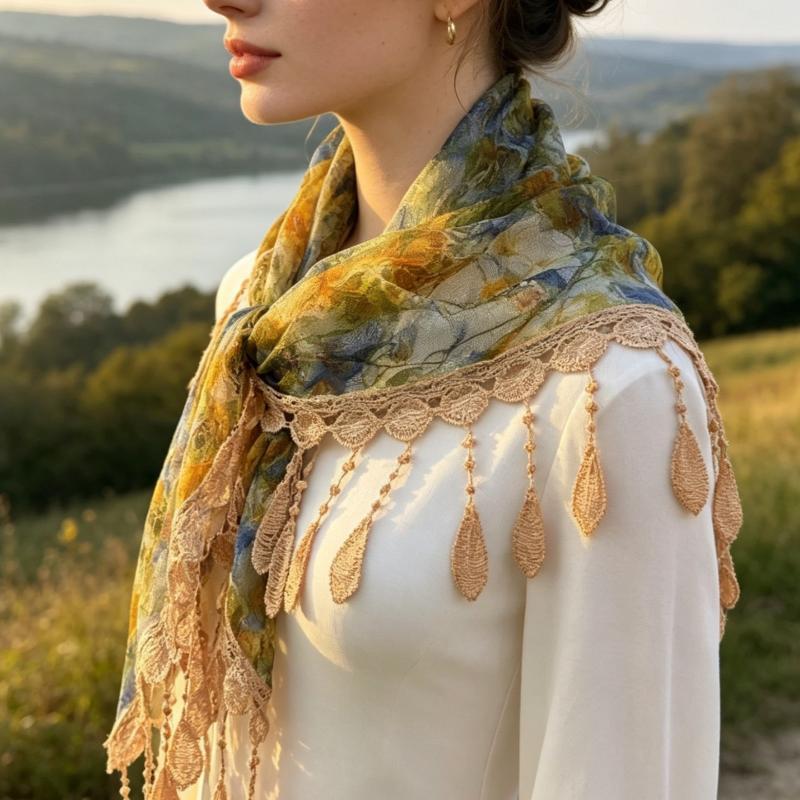 Lenço Triangular Boêmio com Fr - Tassel Fringe Trim avaliação e preço